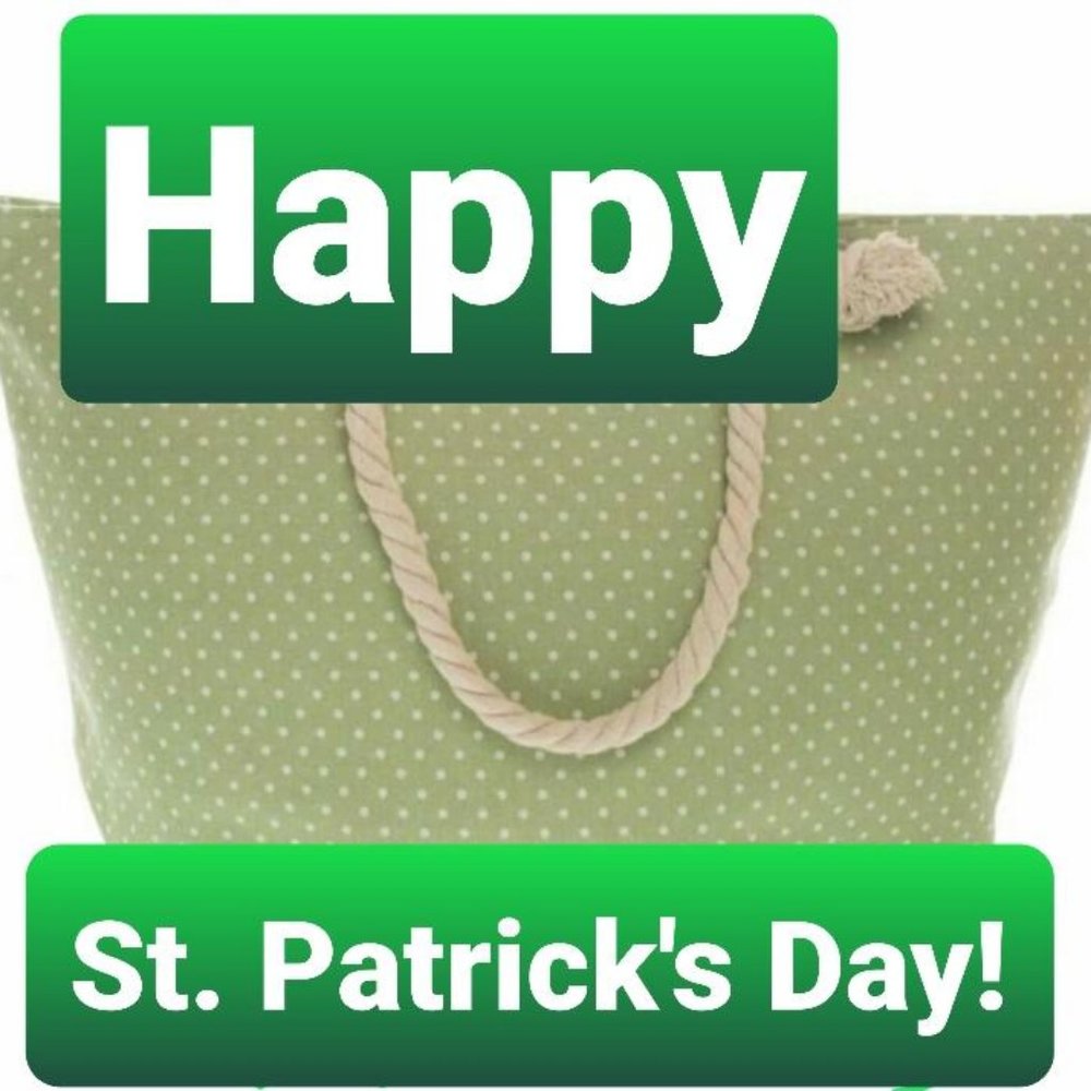 St Patrick's Day Green Polka Dot Rope Handle Tote